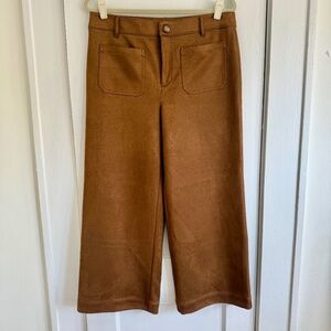 Women's Loft Faux Suede Palmer Wide Leg Pant, brown, size 12, worn once